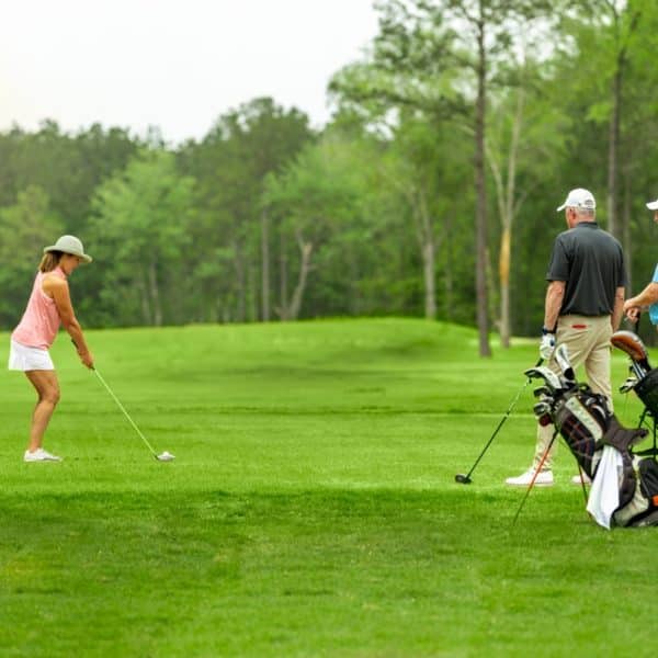 Teeing off on hole #12