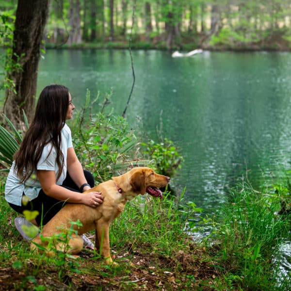 Walking the dog around Philips Lake